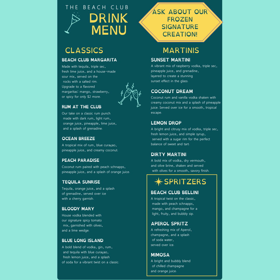Beach Club Lake Worth menu, page 3