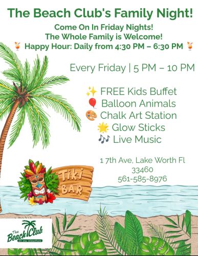 Friday daily special menu at Beach Club Lake Worth
