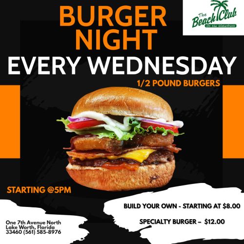 Wednesday daily special menu at Beach Club Lake Worth