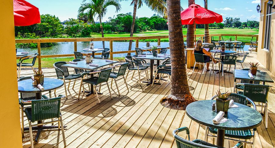Beach Club Lake Worth waterfront patio at sunset